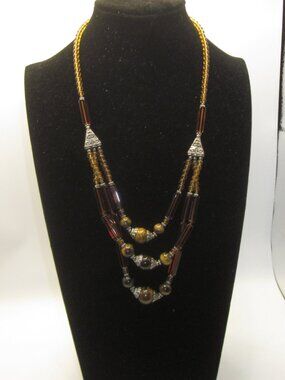Brown Glass Beaded Necklace